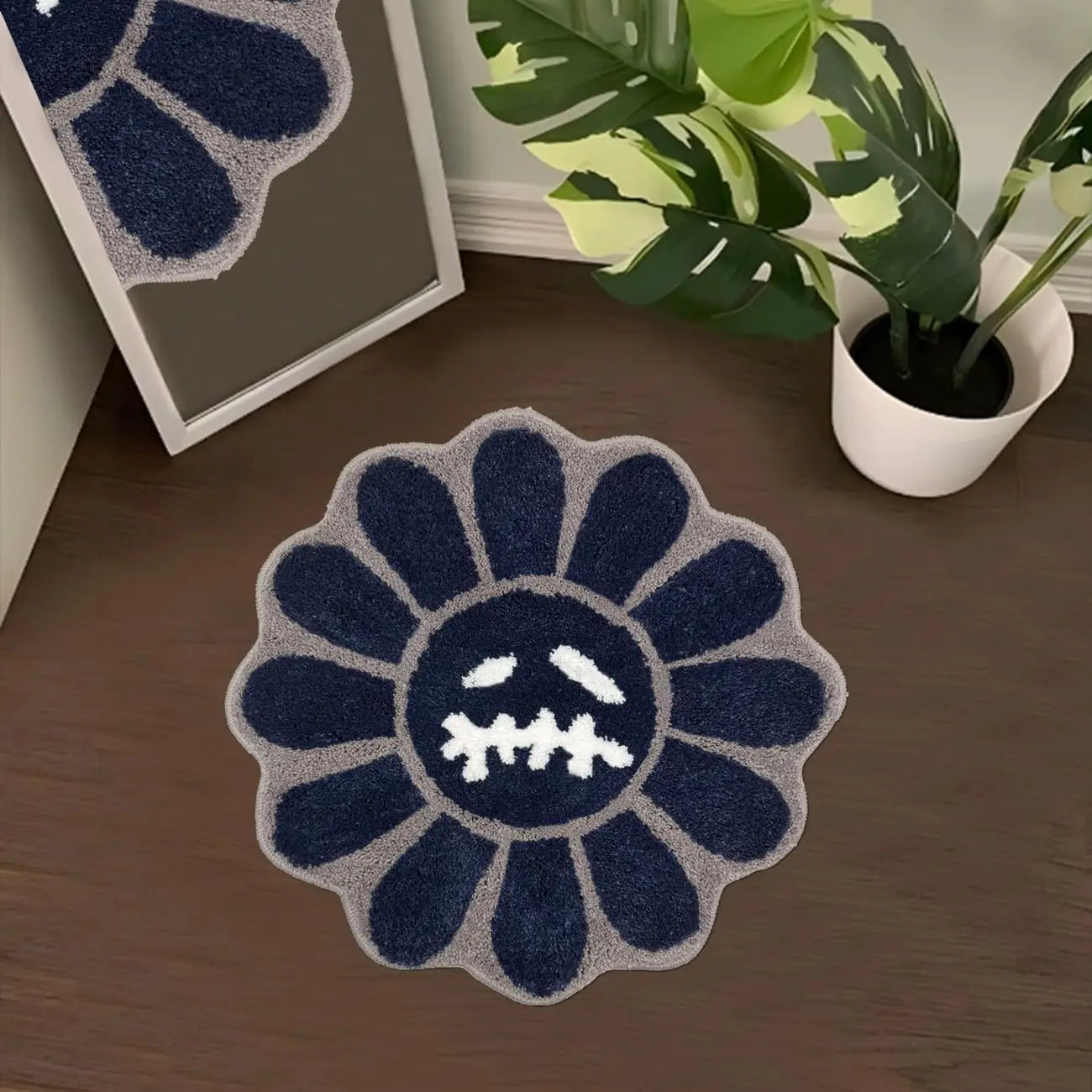 Dark Gothic Sunflower Rug – Absorbent Non-Slip Bath Mat & Bedside Carpet for Bedroom & Living Room
