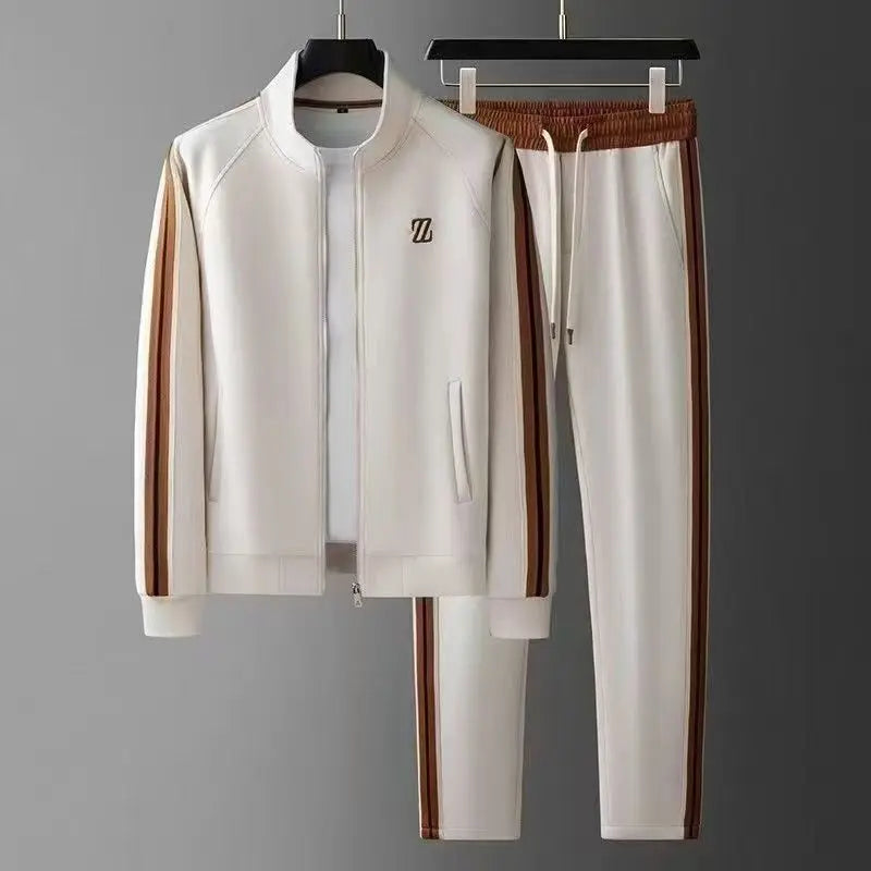 Men's Embroidered Fashion Jacket & Trousers Set – Trendy Sporty 2-Piece Tracksuit