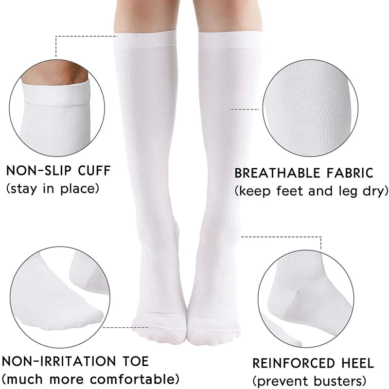 Women's Medical Compression Socks 20-30mmHg – 5 Pairs Varicose Veins, Diabetes, Nurse & Sports Running