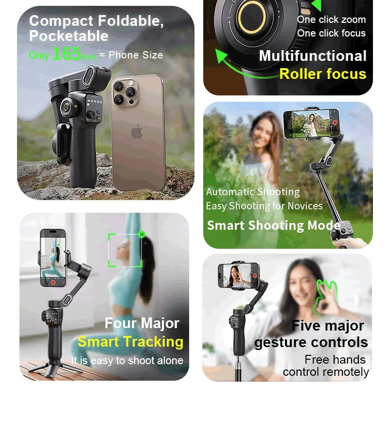 AOCHUAN 3-Axis Handheld Gimbal Phone Stabilizer — Smooth Video for iPhone & Android