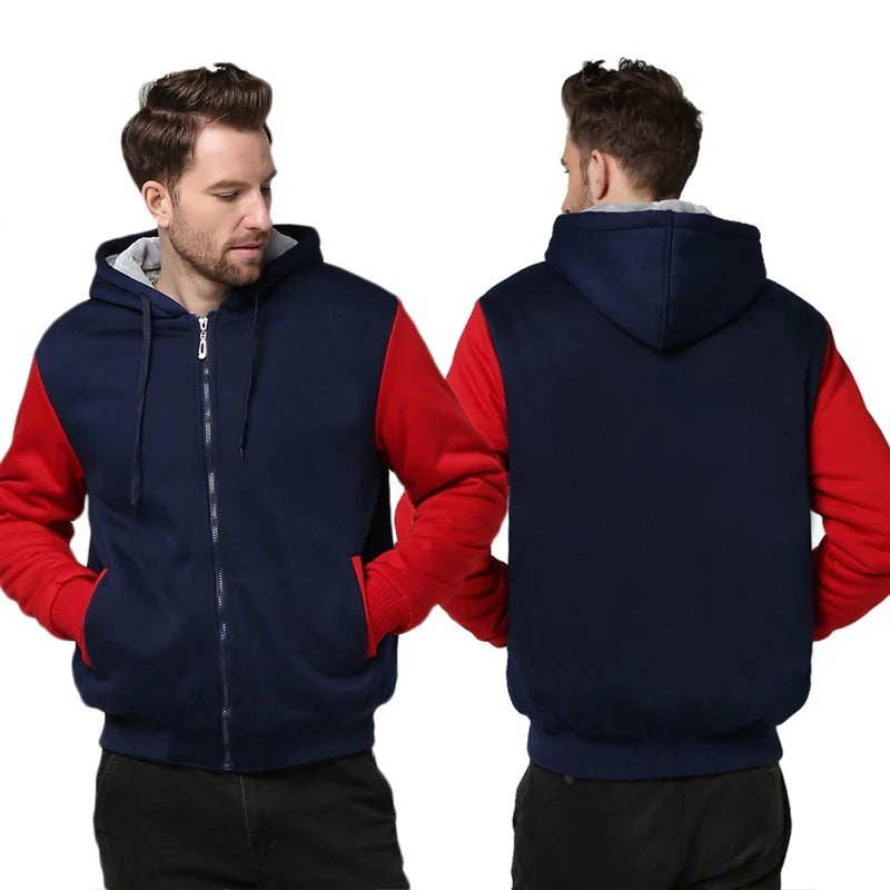 Men's Camouflage Fleece Hooded Zip Jacket – Thick Streetwear Coat for Autumn & Winter