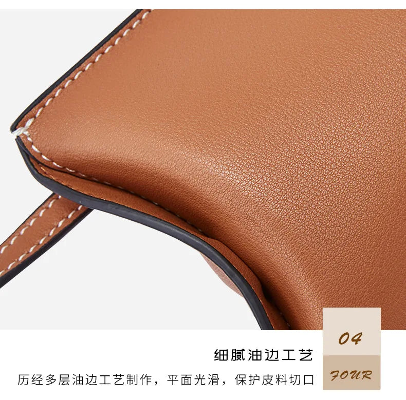 100% Genuine Cowhide Leather Mini Baguette Crossbody Bag – Phone Shoulder Bag for Women