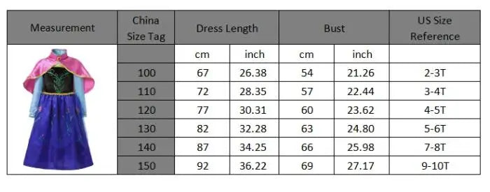 Children Costume Girl Dress Halloween Princess Cosplay Party Rapunzal Anna Elsa Birthday Clothes