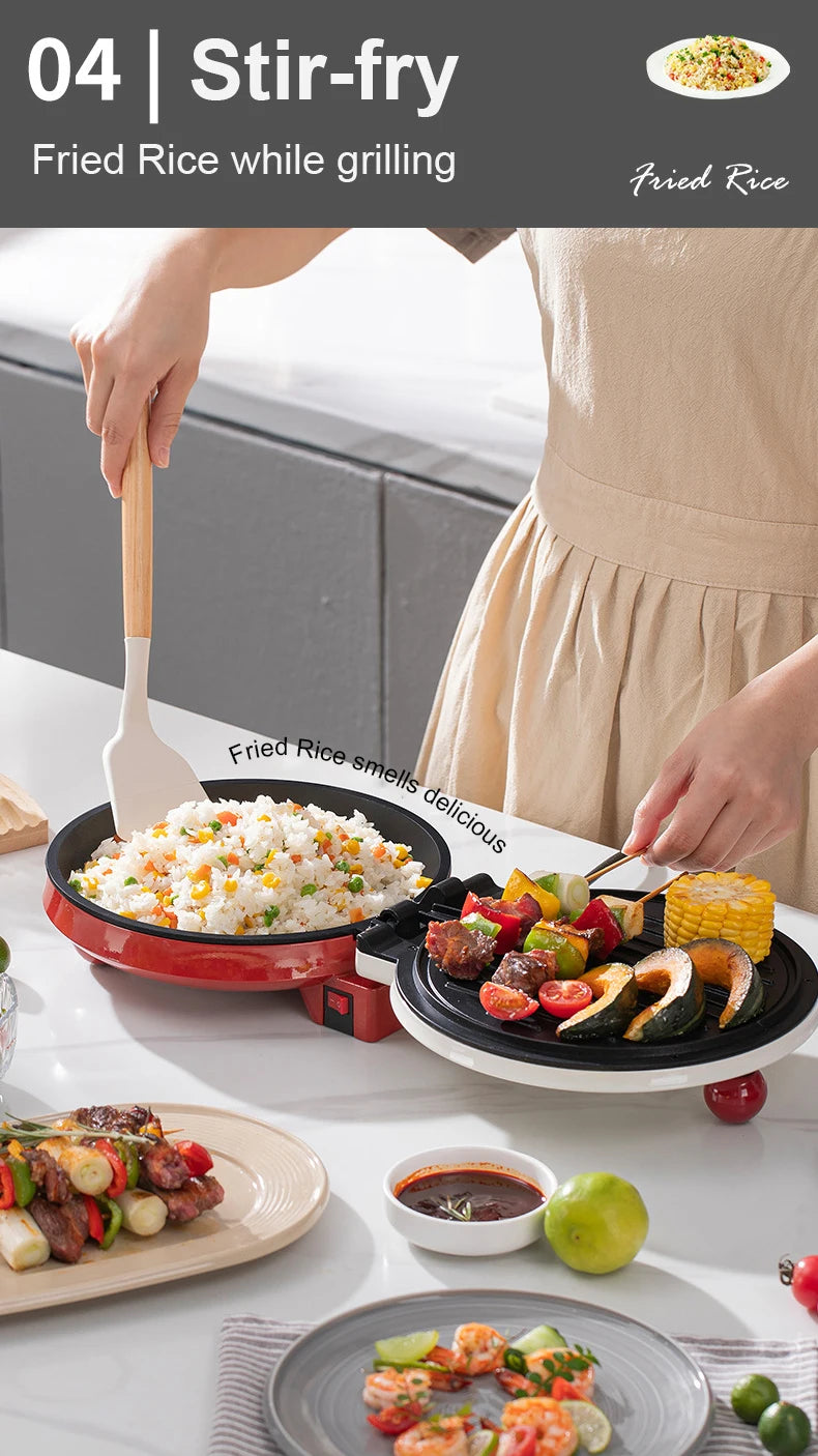 Multifunction Electric Pizza Griddle & Crepe Maker – Double-Sided Heating, Non-Stick Pancake, Steak & Grill Skillet, EU Plug
