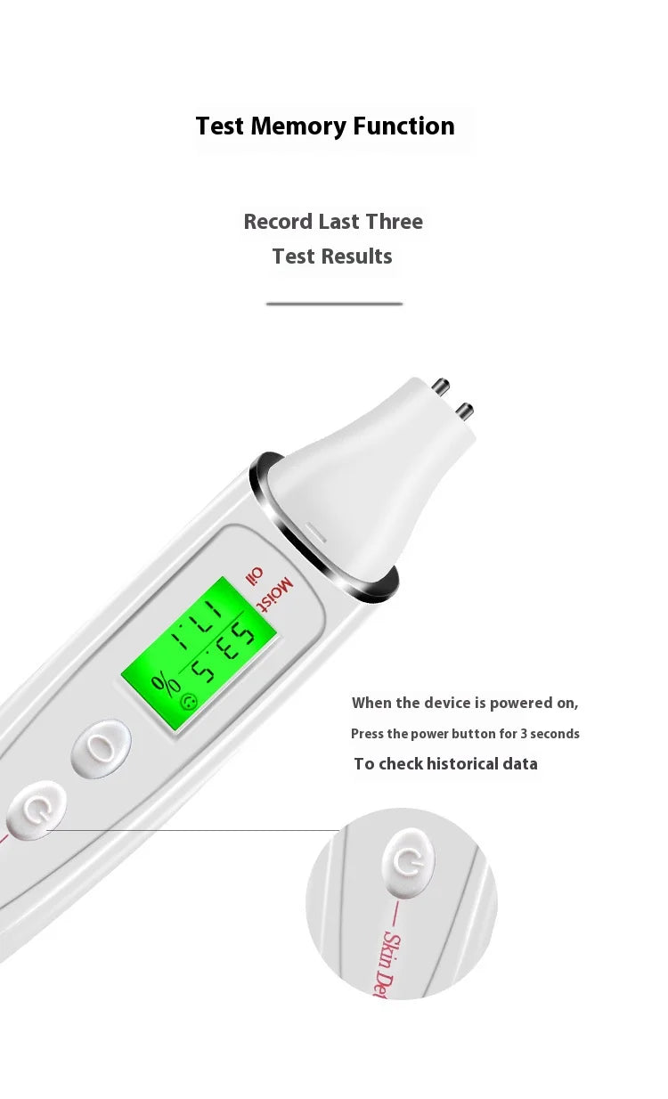 Digital Skin Moisture & Oil Analyzer – Platinum Probe Facial Water-Oil Balance Tester & Skin Diagnostic Device