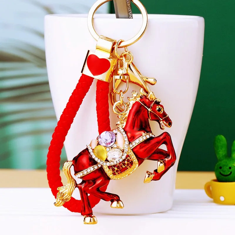 Cute Metal Horse Keychain – Zinc Alloy Bag Pendant Key Ring Gift for Women & Men