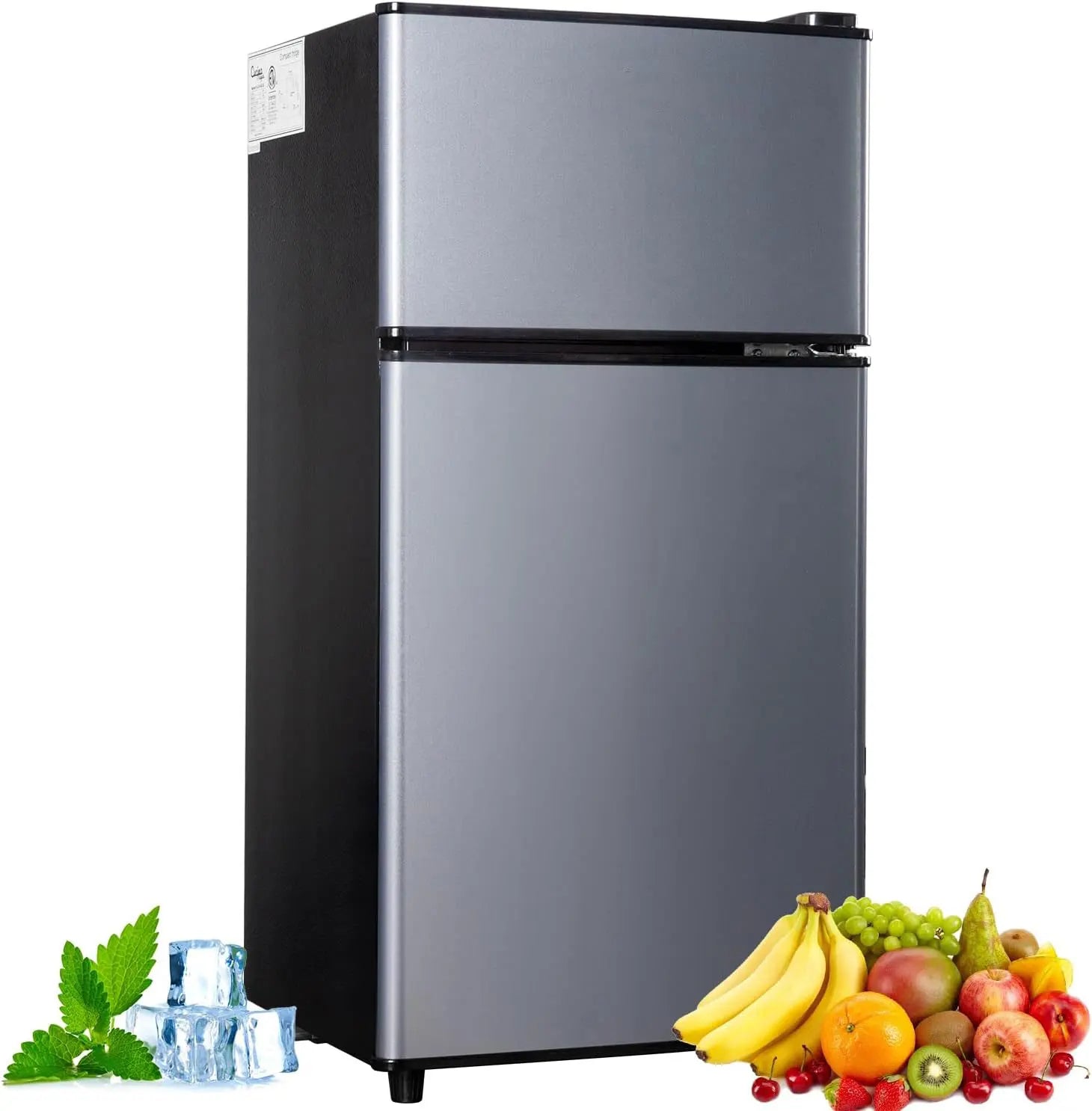 Mini Fridge with Freezer — 2.9 Cu Ft Double Door Small Fridge, Energy Saving, Low Noise, 7-Level Adjustable Thermostat