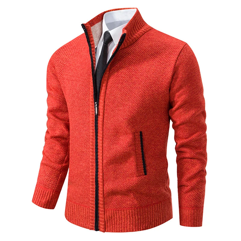 Men's Fleece Zip Cardigan Jacket — Warm Casual Layering Piece