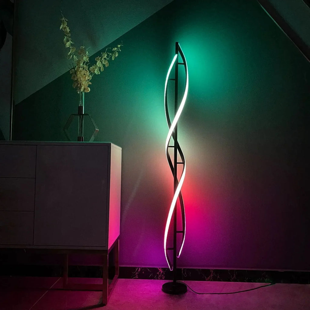 Spiral LED Floor Lamp – 135cm Sculptural Light