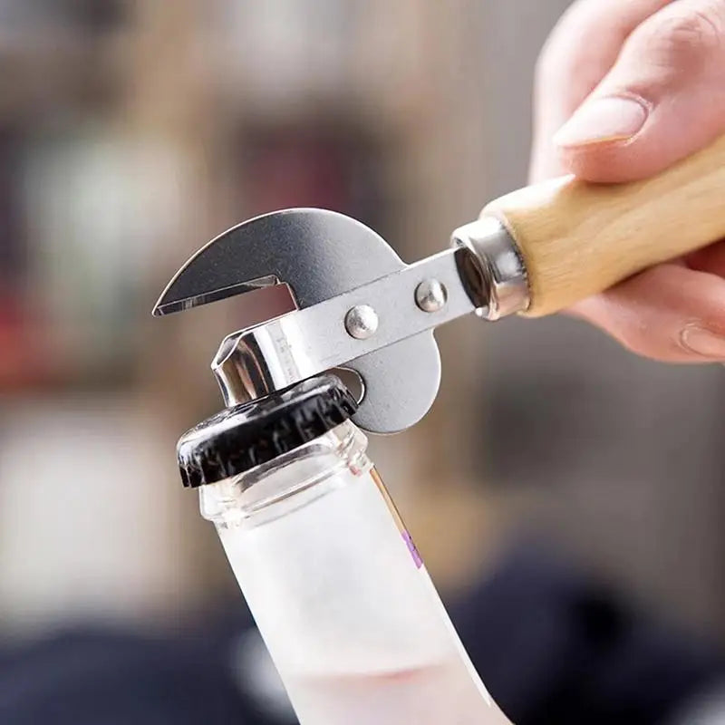 Manual Can Opener with Wooden Handle