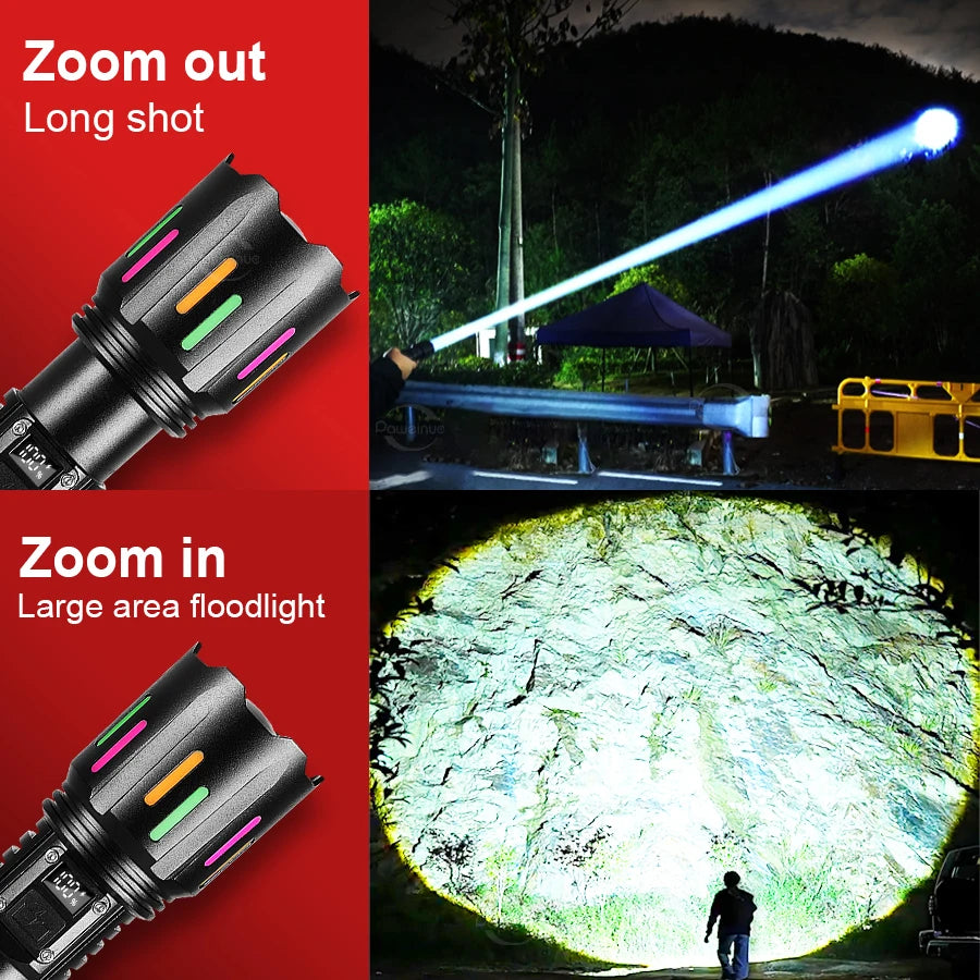 78000000LM Ultra Bright LED Flashlight – USB Rechargeable Long Range Tactical Torch