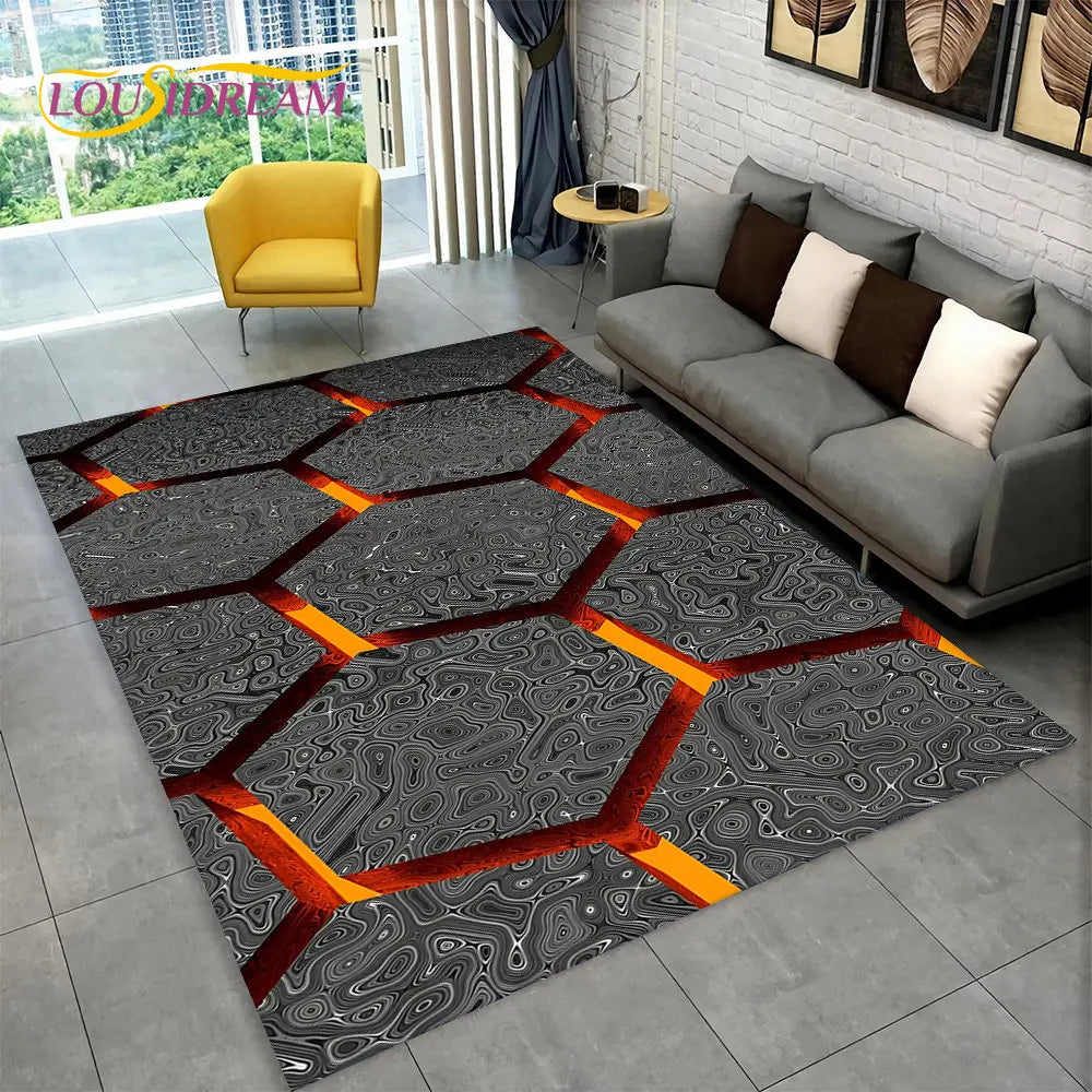 3D Abstract Modern Geometric Illusion Area Rug | 100% Polyester, Non-Slip, Machine Washable, 8 Sizes