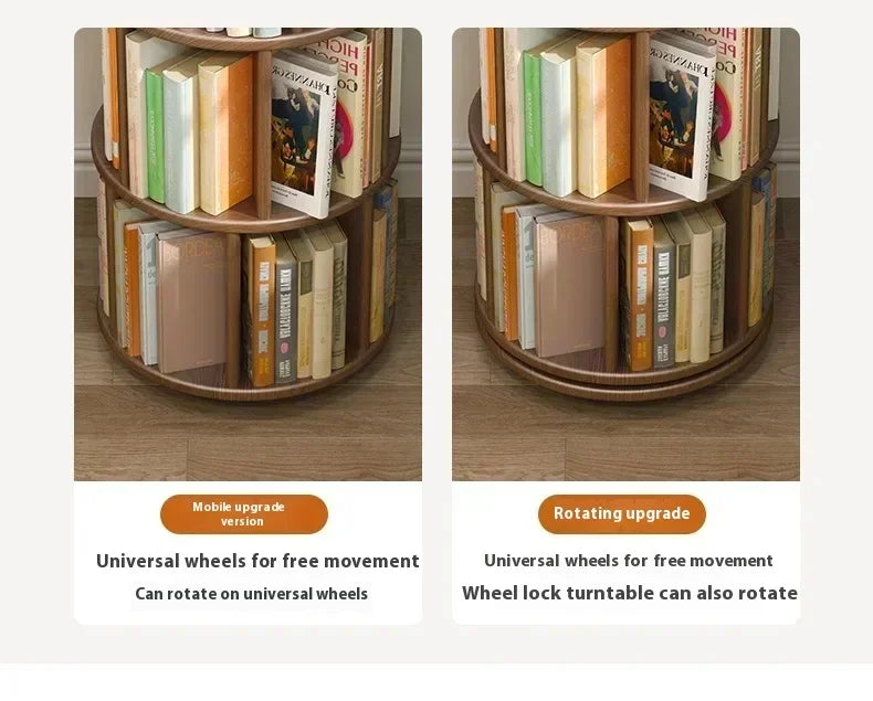 Vintage Rotating Bookcase – Compact Wooden Miniature House Display Shelf