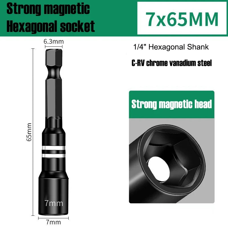 Magnetic Hex Shank Nut Driver Set — Power Tool Bit Adapter for Drill & Impact Driver