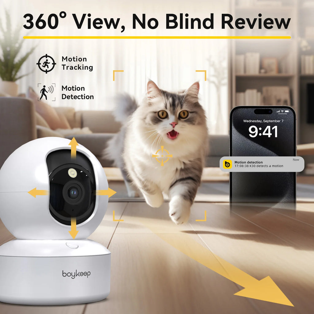 2K Pet & Baby Camera – 5G/2.4GHz WiFi, 360° Pan & Tilt, Color Night Vision, 2-Way Audio, Indoor Security