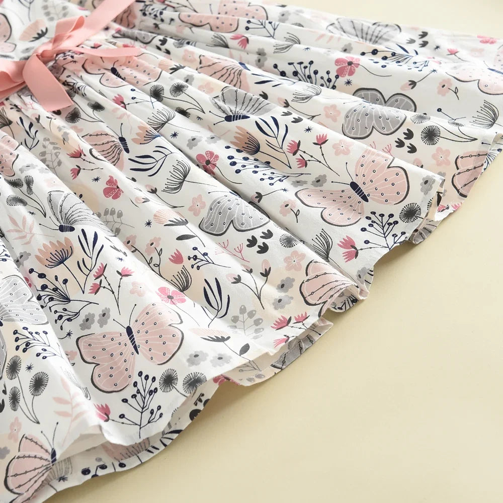 Floral Print Korean Girls Casual Dress — Summer Princess Dress for Children