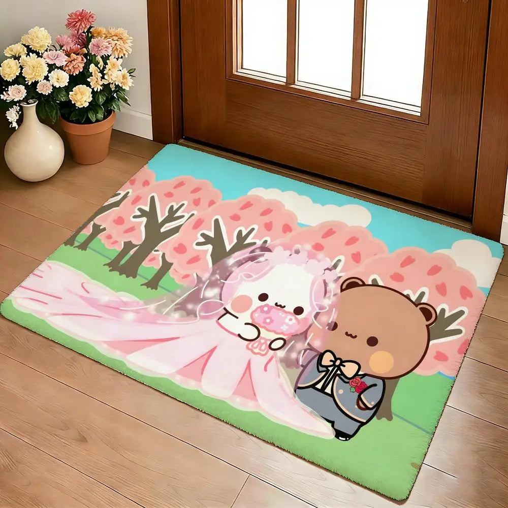 Bubu & Dudu Cute Flannel Floor Mat – Soft Non-Slip Rug for Living Room, Bedroom & Kitchen