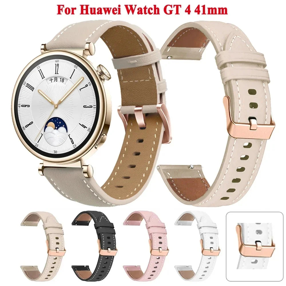 Leather & Silicone Watch Band for Huawei Watch GT 4/5 41mm & GT 5 Pro 42mm | 18mm Quick Release Strap