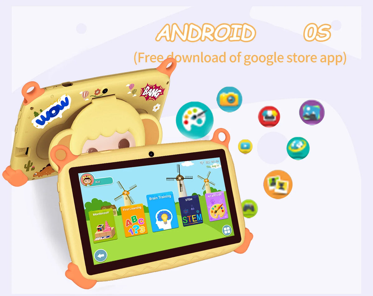 BDF 7" Kids Tablet – 4GB RAM, 64GB, Android 13, 5G Wi-Fi, 1280x800 IPS