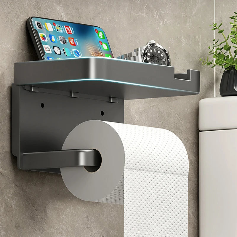 Wall-Mounted Toilet Paper & Storage Rack — Multi-Use Bathroom & Kitchen Organizer