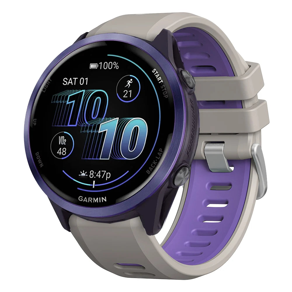 Two-Tone Silicone Sport Watch Band for Garmin Forerunner 265/255/570 & Venu 2/3 | 22mm Quick Release Strap