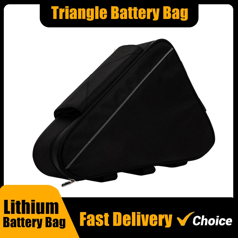 E-Bike Triangle Battery Bag – 36V–72V Electric Bicycle Frame Bag for Up to 126 Cells