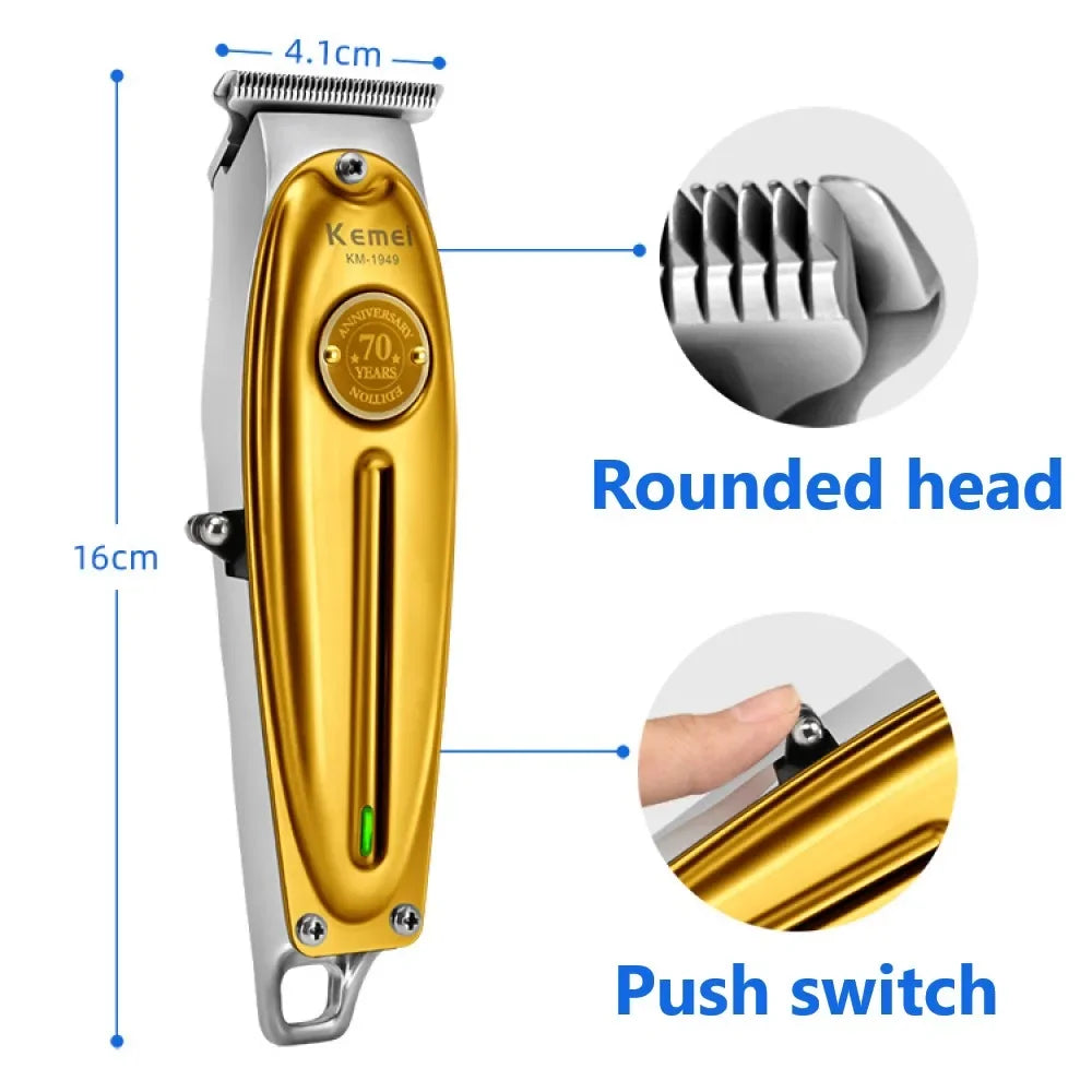 Kemei KM-1949 Full Metal Hair Clipper – Rotary Motor, 0mm Precision, 90-Min Runtime