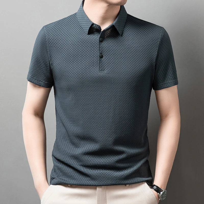 Men's Bone Flower Print Polo Shirt — Graphic Short Sleeve Casual Polo