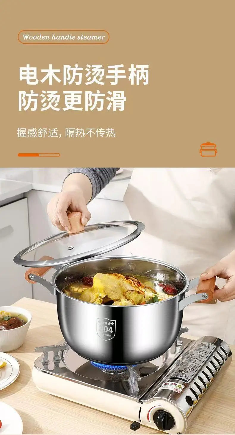 Stainless Steel Soup Pot – Glass Lid & Side Handles