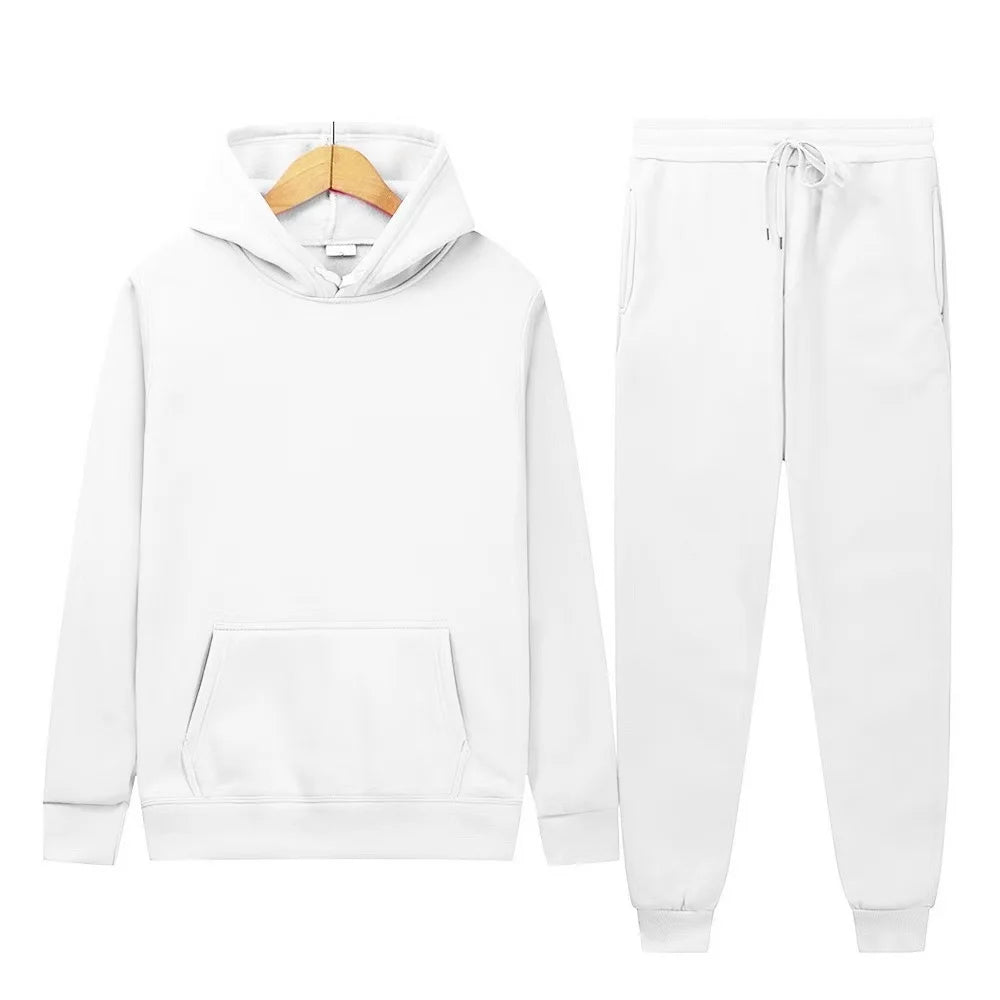 Men's Solid Color Hoodie & Pants Set – Casual Sport Tracksuit for Autumn Winter (S–3XL)
