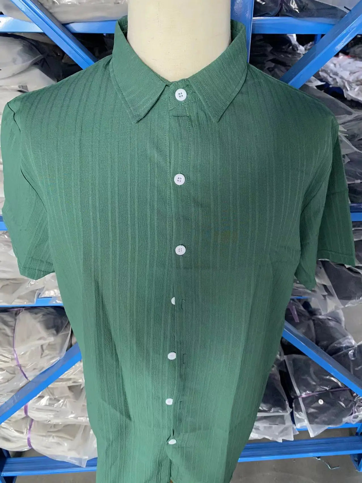 Men's Striped Collared Button-Down Shirt & Drawstring Shorts Set – Solid 2-Piece Beach