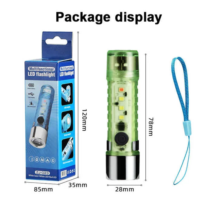 800 Lumen EDC Pocket Flashlight – 6 Modes, Magnetic Tail, USB Rechargeable for Camping & Hiking