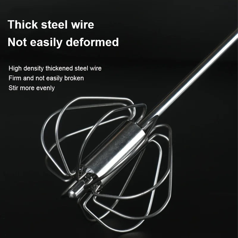 Whisk Faster. Bake Better. — Stainless Steel Semi-Automatic Egg Beater | S/M/L Sizes, Hand Push Mixer, Milk Frother, Kitchen Baking Tool