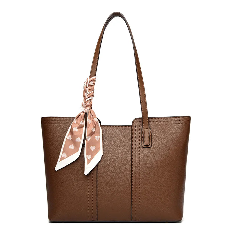 Genuine Cow Leather Large Shoulder Tote Bag – Rivet Sequin Designer Handbag for Women