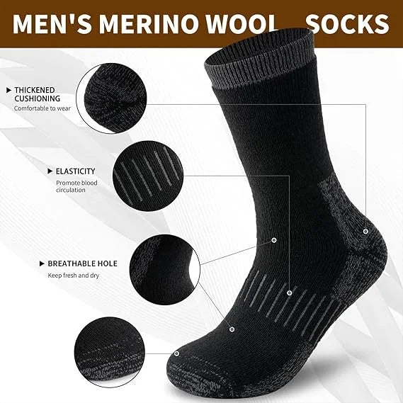 Wool-Blend Cushioned Winter Boot Socks