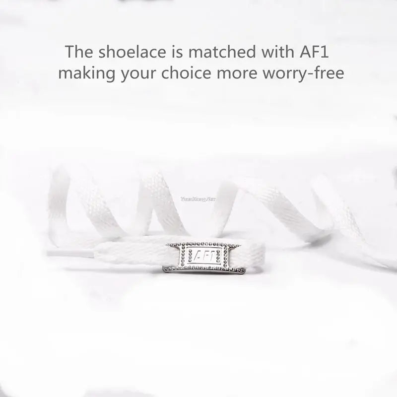 AF1 Shoelaces Combination Set — White Flat Laces & Shoe Decoration for Air Force One Sneakers