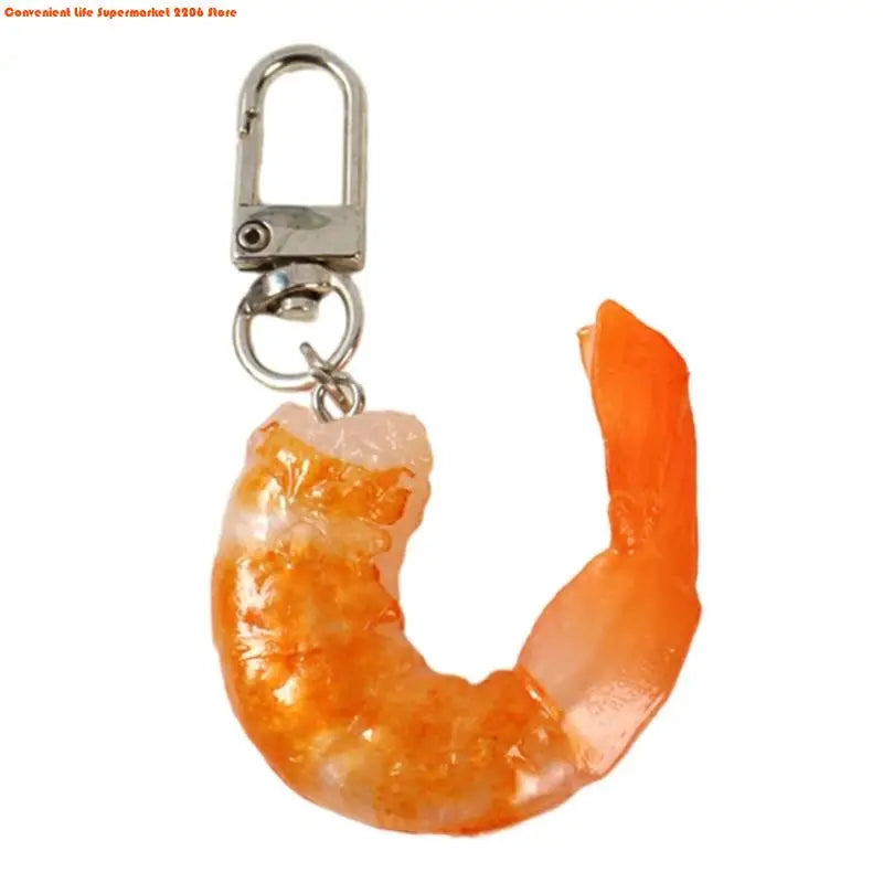 Funny Imitation Shrimp Keychain – Creative PVC Bag Pendant Key Ring for Women