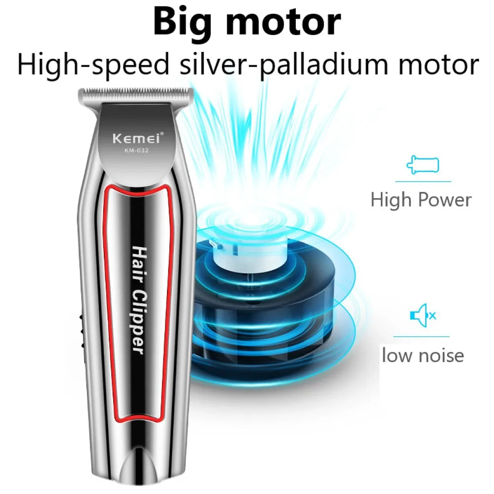 Kemei KM-032 Professional Hair Clipper & Beard Trimmer – Floating Head, Washable, USB Rechargeable