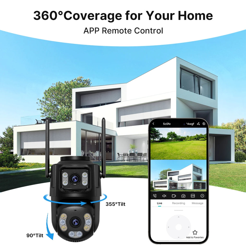 8MP Dual Lens WiFi PTZ Outdoor Security Camera – AI Auto Tracking, Color Night Vision, 2-Way Audio