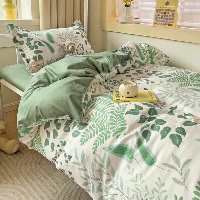 Microfiber Reactive Print Bedding Set – Duvet Cover, Flat Sheet & Pillowcases, 16 Patterns & 5 Sizes