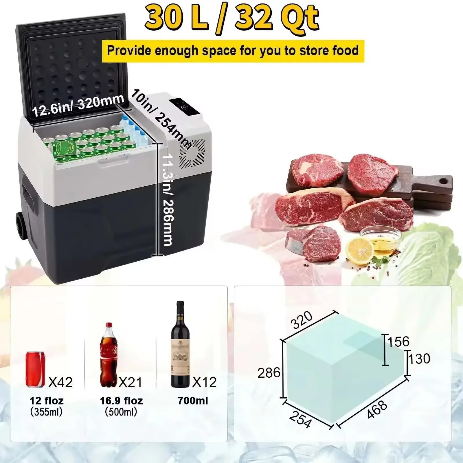 SIHAO Car Refrigerator — 20L 22L 35L 45L 55L Portable Compressor Mini Fridge Freezer DC 110-240V for Camping & Ice Box