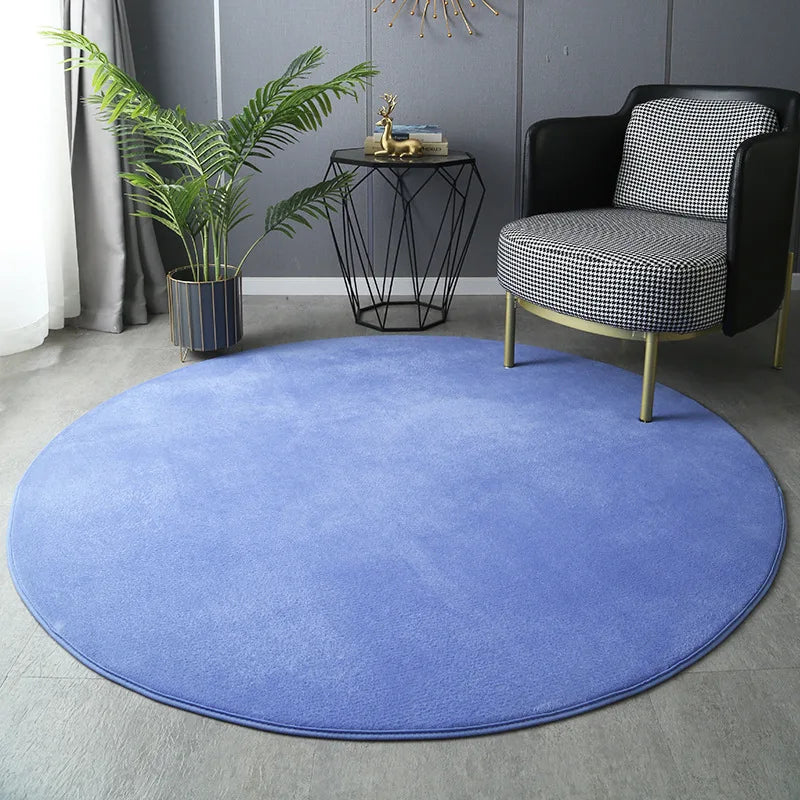Round Thickened Coral Velvet Carpet – Soft Bedroom & Living Room Circle Rug