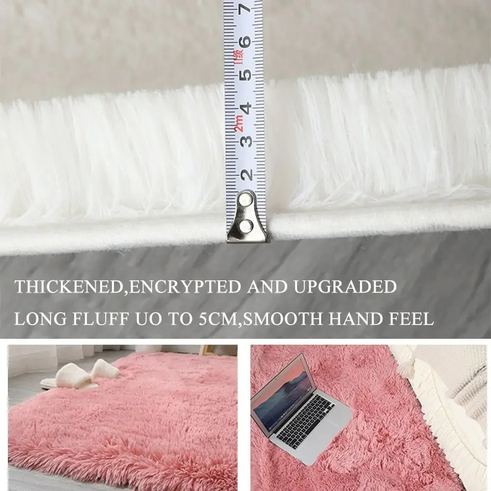 VIKAMA Minimalist Shaggy Silk-Touch Rug – Non-Slip Dirt-Resistant Carpet for Living Room, Bedroom & Study