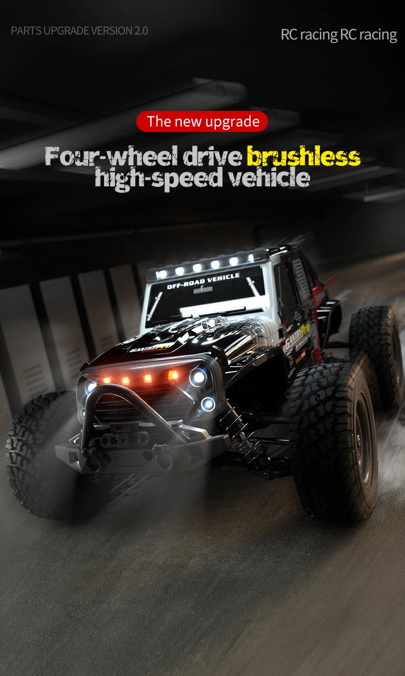 16103 PRO 1:16 Scale 4WD Brushless RC Car – 70KM/H Off-Road Climbing Truck with LED Lights