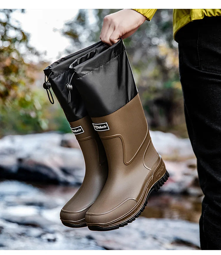 Men's Mid-Calf PVC Rain Boots with EVA Insoles