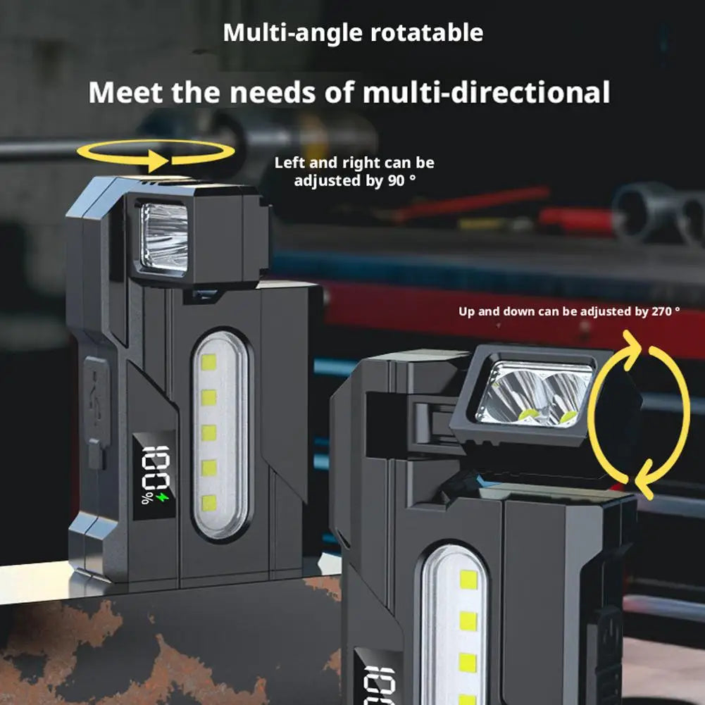 Mini COB LED Flashlight – 400 Lumen, 180° Rotating Magnetic Base, IP68, USB Rechargeable Work Light