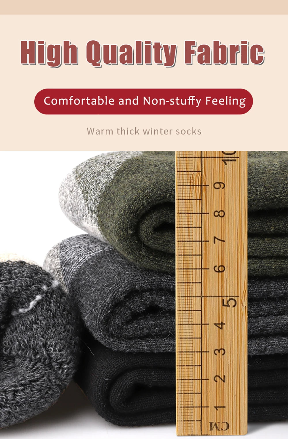Men's Thick Wool-Blend Crew Socks, 3 Pairs