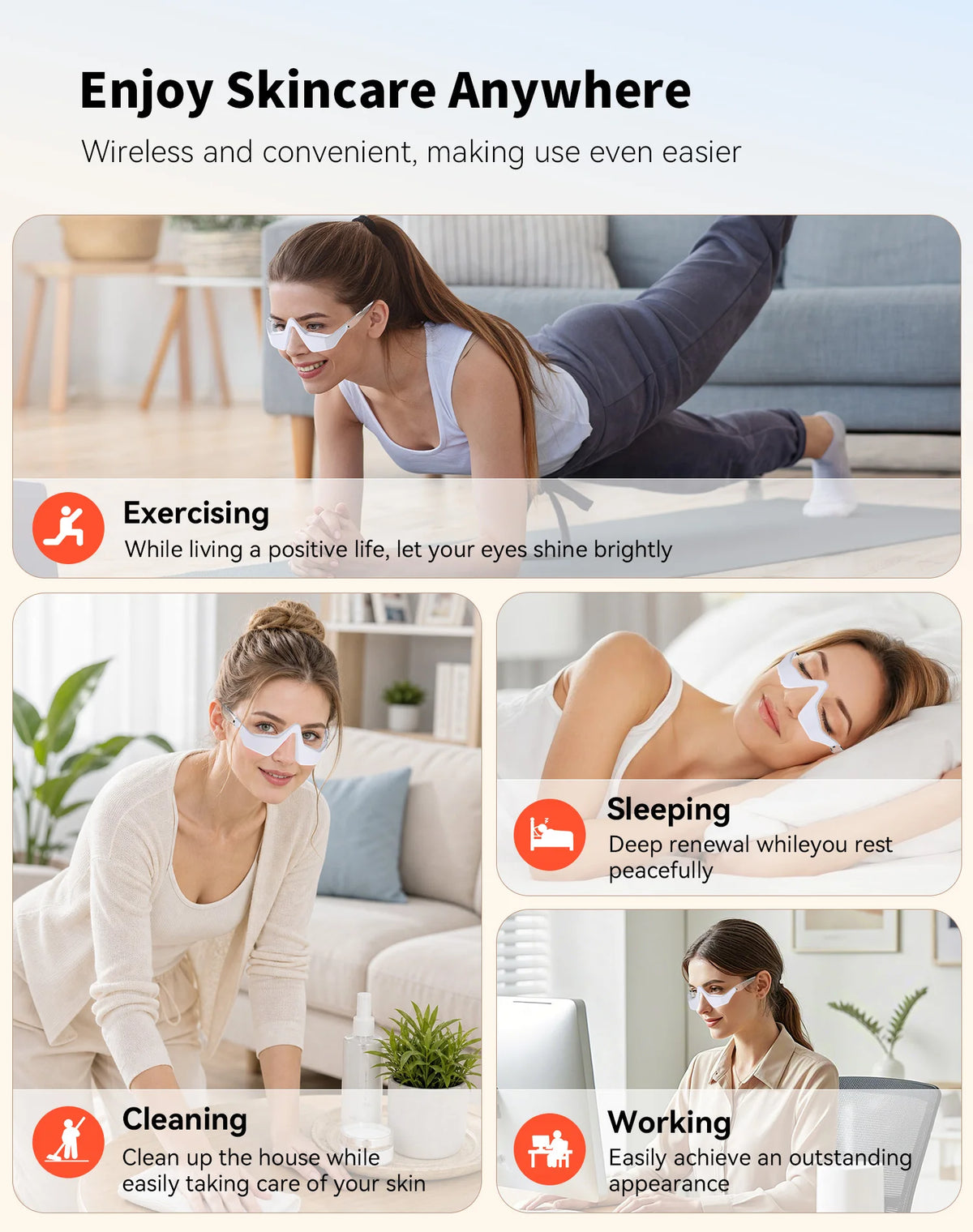 3D EMS Eye Massager with 620nm Red Light – Microcurrent Eye Care & Skin Beauty Device by SUYZEKO