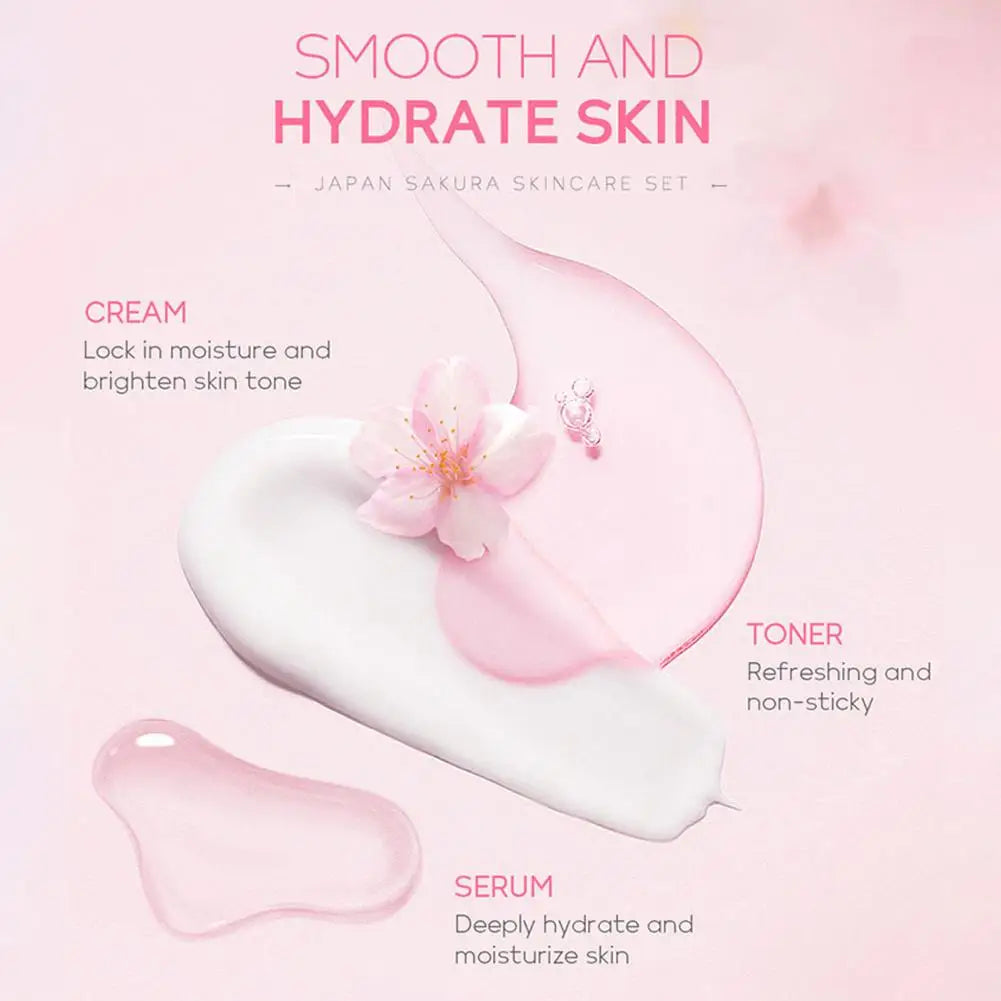 Sakura Skincare Gift Set – 3-Piece Travel Bag or 5-Piece Gift Box for Women