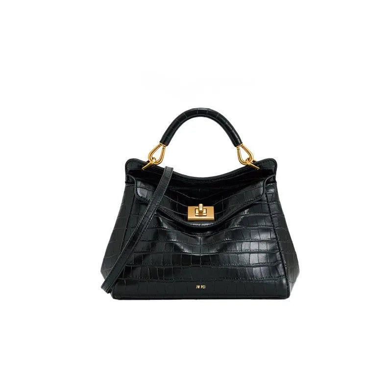 Lucia Lock PU Croco Shoulder Crossbody Bag – Luxury Light Fashion Tote for Women